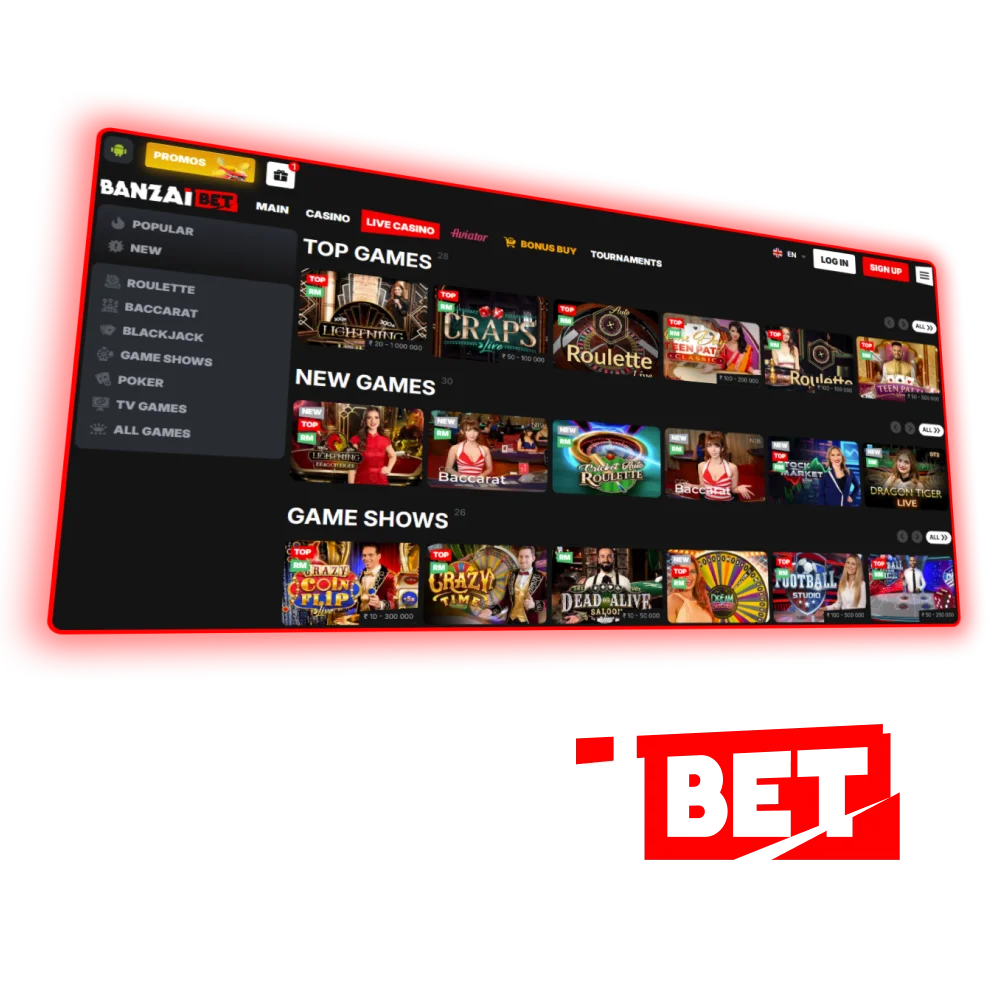 Come and play at Banzai Bet Live Casino in India.