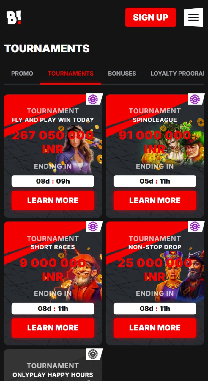 There are a wide variety of tournaments available at Banzai Bet in India.