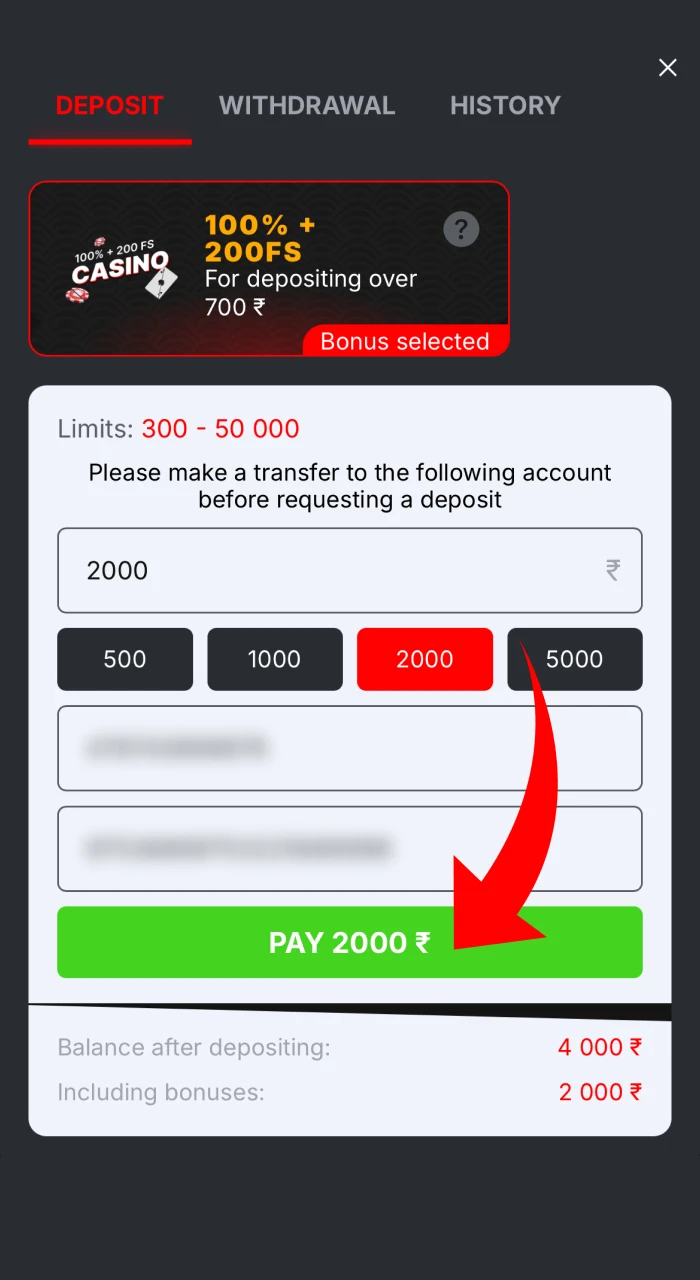 Confirm your transaction on the Banzai Bet website.