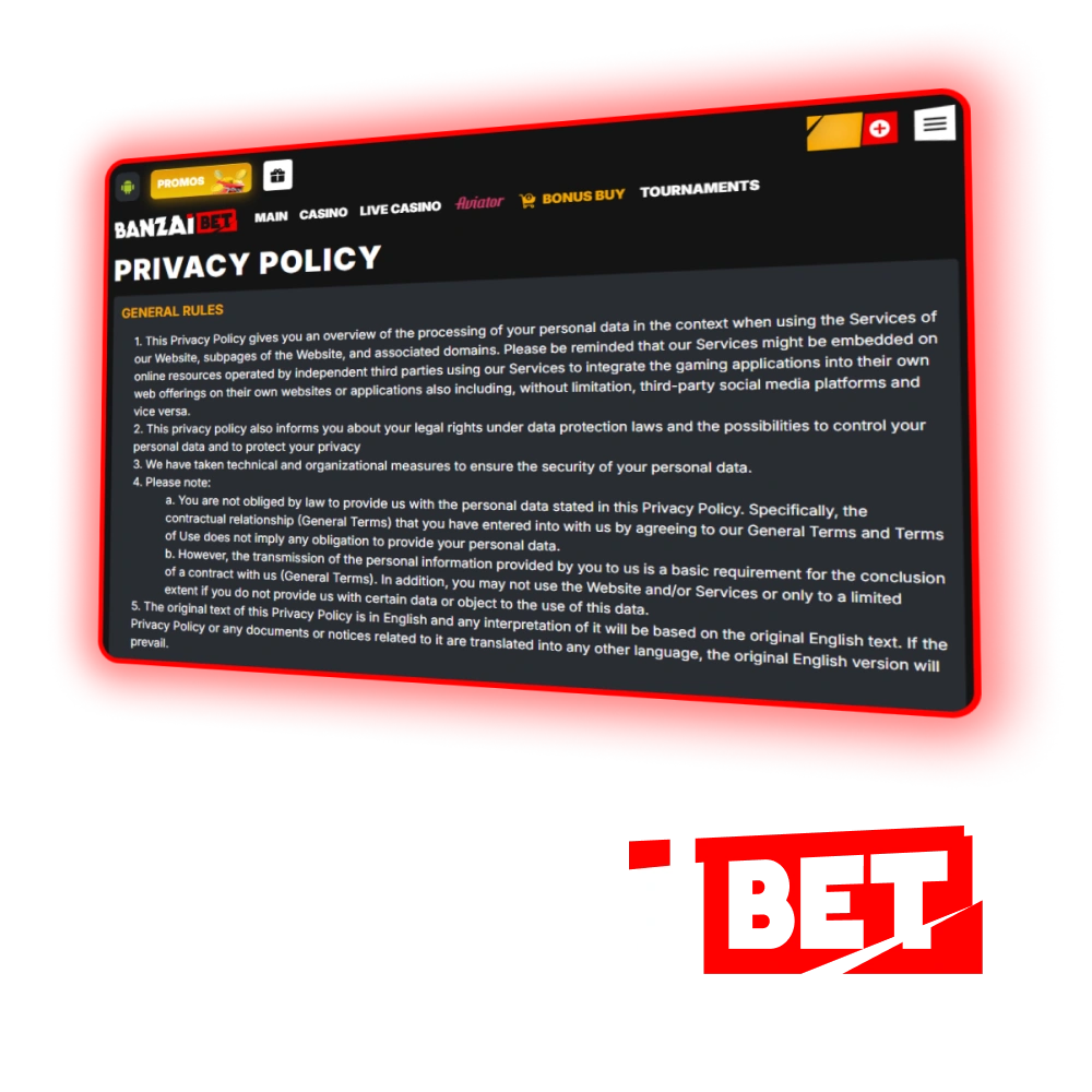 Banzai Bet privacy policy overview.