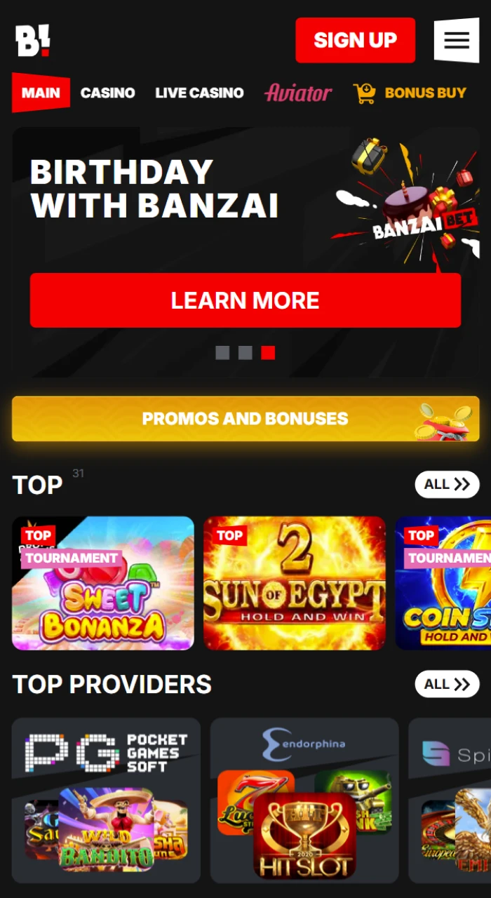 Explore the Banzai Bet website.