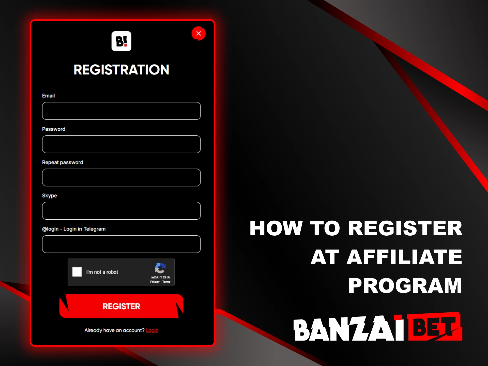 Enrolling in the Banzai Bet affiliate program is a straightforward process.